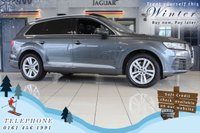 USED 2015 65 AUDI Q7 3.0 TDI QUATTRO S LINE 5d 269 BHP FINISHED IN STUNNING METALLIC DAYTONA GREY, COMPLIMENTED WITH HEATED BLACK VALCONA LEATHER S LINE SPORTS SEATS + 1 FORMER KEEPER, HUGE SPECIFICATION 7 SEATER, COMES WITH AN IMPECCABLE, FULL SERVICE HISTORY + TECHNOLOGY PACKAGE WITH VIRTUAL COCKPIT DIGITAL DASH DISPLAY + BOSE 3D SURROUND SOUND SYSTEM + SATELLITE NAVIGATION + PANORAMIC GLASS SUNROOF + HEAT AND SOUND INSULATING GLASS WITH PRIVACY WINDOWS + ADVANCED KEY + REAR VIEW CAMERA + POWER FOLDING HEATED MIRRORS + AMBIENT LIGHTING PACK