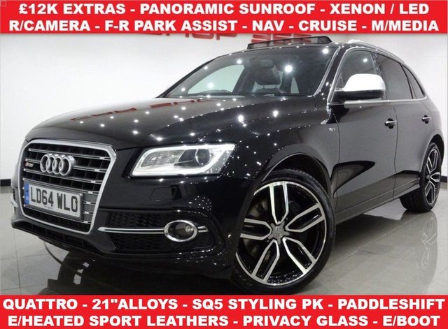 2014 64 Audi Sq5 3.0 BITDI V6 (309 BHP) TIPTRONIC QUATTRO 5DR (S/S) + NAV + PANORAMIC SUNROOF + E/HEATED LEATHERS + BANG AND OLUFSEN + R/CAMERA + F-R PARK ASSIST + PRIVACY + XENON-LED + POWER BOOT + 21 S 