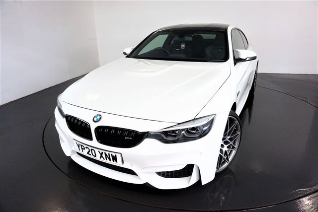 2020 20 BMW M4 3.0 M4 COMPETITION 2d AUTO 444 BHP-RUNNING IN SERVICE AT 16 MILES-BLACK MERINO LEATHER-ADAPTIVE M CHASSIS-REVERSE CAMERA-SUN PROTECTION GLASS-ELECTRIC MEMORY SEAT-HEATED FRONT SEATS-RETRACTABLE ARMREST-M SEAT BELTS-CARBON FIRBE INTERIOR ACCENTS-PARKING SENSORS-CRUISE CONTROL-ADAPTIVE LED HEADLIGHTS-HIGH BEAM ASSIST-PARK ASSIST-PROFESSIONAL NAVIGATION-HEAD UP DISPLAY-DAB RADIO-WIRELESS CHARGING