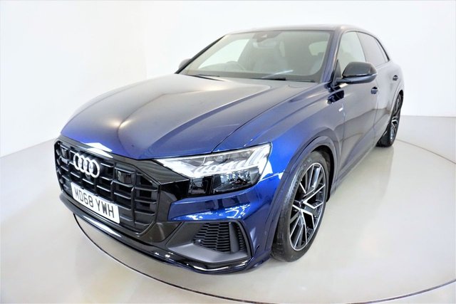 2018 68 Audi Q8 3.0 TDI QUATTRO S LINE VORSPRUNG 5d AUTO-1 OWNER FROM NEW-360 CAMERA-HEAD UP DISPLAY-REVERSE CAMERA-CROSS TRAFFIC ASSIST FRONT-PRE SENSE REAR-LANE CHANGING WARNING-ADAPTIVE CRUISE ASSIST-PARKING SYSTEM PLUS WITH 360 DISPLAY-BANG AND OLUFSEN SOUND SYSTEM-TITANIUM BLACK STYLING PACKAGE-HD MATRIX LED HEADLIGHTS-EXTENDED LEATHER PACKAGE-ALCANTARA HEADLINER IN BLACK-POLISHED OAK WITH GREY FINISH-MULTI COLOURED LED INTERIOR LIGHTING PACKAGE-PRIVACY GLASS-PANORAMIC GLASS SUNROOF-ADAPTIVE AIR SPORT SUSPENSION-HEATED FRONT AND REAR SEATS-FRONT SEATS ELECTRICALLY ADJUSTABLE WITH MEMORY-AUDI VIRTUAL COCKPIT-AUDI PHONE BOX WITH WIRELESS CHARGING
