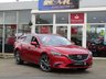 USED 2016 66 MAZDA 6 2.2 D SPORT NAV 5d 173 BHP Finished in SOUL RED Metallic with contrasting Full Heated Leather Trim. Features include SAT NAV, HEADS UP DISPLAY, B/TOOTH, CRUISE CONTROL, DAB RADIO, CLIMATE and ALLOYS. This is a fantastic and handsome looking mid sized family estate car. This Mazda has mature styling, its good and fun to drive, has a plush interior and a spec list as long as your arm. It has been dealer serviced at 13504 miles, 26659 miles, 44759 miles and at 66012 miles. 12 Months MOT.