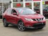 USED 2015 65 NISSAN QASHQAI 1.5 DCI TEKNA 5d 108 BHP Finished in MAGNETIC RED with contrasting EBONY BLACK LEATHER HEATED SEATS. The Qashqai is one of the best selling SUV's around at the moment. This Top of the range edition is comfy, easy to drive and has enough space for 5 adults. Features include, Full heated leather, Sat Nav, Pan Roof, Electric Seats, Auto Park, 360 Reverse Cameras, B/Tooth and much more. Dealer serviced at 3498 miles, 9805 miles, 17999 miles, 25426 miles, and at 33074 miles on 11/9/2021.