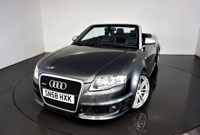 2008 58 Audi Rs4 Cabriolet 4.2 RS4 QUATTRO 2d 420 BHP-2 FORMER KEEPERS-SUPERB LOW MILEAGE EXAMPLE-VERY RARE CAR-BOSE SOUND SYSTEM-AUTO HEADLIGHTS-HEATED BLACK LEATHER-ELECTRIC SEATS WITH LUMBAR-SATNAV-DAYTIME RUNNING LIGHTS-6 SPEED MANUAL-ONE NOT TO BE MISSED