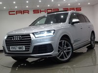 USED 2017 67 AUDI Q7 3.0 V6 TDI (272 PS) S LINE TIPTRONIC QUATTRO ( EURO 6 ) (S/S) 5DR + 7 SEATS + NAV + PANORAMIC E/SUNROOF + E/HEATED LEATHER / ALCANTARA + MULTIMEDIA + CRUISE + KEYLESS + 7 SEATS+21S+CAM+PANROOF+LEATHER/ALCANTARA+NAV+CRUISE