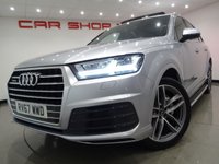 USED 2017 67 AUDI Q7 3.0 V6 TDI (272 PS) S LINE TIPTRONIC QUATTRO ( EURO 6 ) (S/S) 5DR + 7 SEATS + NAV + PANORAMIC E/SUNROOF + E/HEATED LEATHER / ALCANTARA + MULTIMEDIA + CRUISE + KEYLESS + 7 SEATS+21S+CAM+PANROOF+LEATHER/ALCANTARA+NAV+CRUISE