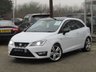 USED 2014 14 SEAT IBIZA 1.4 CUPRA TSI DSG 3d 180 BHP Finished in Solid White with contrasting GREY/WHITE LEATHER TRIM SPORTS SEATS. This great looking hot sports turbocharghed hatch has sharp handling, well built and a comfortable interior. This Ibiza Cupra is one of the best on sale today. Features include, Pan Roof, Sat Nav, DAB Radio, B/Tooth, Cruise Control and much more. Dealer serviced at 5152 miles, 7361 miles, 14424 miles, 23237 miles, 54500 miles (inc New Water Pump) and on arrival at 57609 miles. MOT due 13/10/2022.