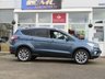 USED 2019 19 FORD KUGA 2.0 TITANIUM EDITION 5d 148 BHP Finished in CHROME BLUE metallic with contrasting BLACK PART LEATHER TRIM. Still under Manufacturers Warranty until 29/3/2022. This Kuga is a great choice if you like driving. It's one of the most enjoyable, practical and fun family SUV's around. Features include Sat Nav, 18" ALLOYS, Rear Park Sensors, Tinted Windows, DAB, B/Tooth, Cruise and much more. Dealer serviced at 11082 miles, 23992 miles, 32849 miles and at 43484 miles on 16/7/2021.