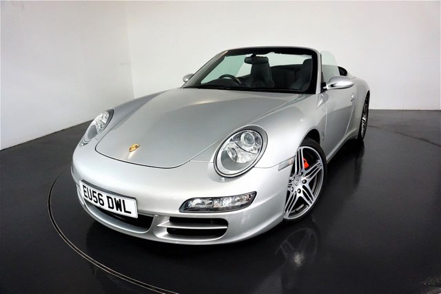 2006 56 Porsche 911 997 3.8 CARRERA 4S TIPTRONIC S 2d-FANTASTIC LOW MILEAGE EXAMPLE FINISHED IN ARCTIC SILVER-SPORTS EXHAUST-SILVER COLOURED INSTRUMENT DIALS-HEATED BLACK LEATHER-ELECTRIC MEMORY SEAT-UNMARKED 19