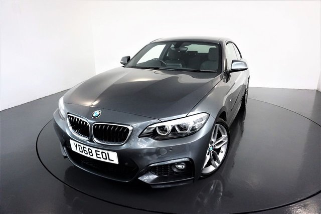 2018 68 BMW 2 Series 2.0 218D M SPORT 2d-2 OWNER CAR-FABRIC AND ALCANTARA UPHOLSTERY-MULTIFUNCTION STEERING WHEEL-SUN PROTECTION GLASS-RETRACTABLE ARMREST-PARKING SENSORS-CRUISE CONTROL-BLUETOOTH-SATNAV-DAB RADIO-HIGH GLOSS SHADOW LINE