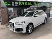 USED 2015 65 AUDI Q7 3.0 TDI QUATTRO S LINE 5d 269 BHP +  BLACK LEATHER/ALCANTARA WITH HEATED SEATS + BLUETOOTH + FULL SERVICE HISTORY + SATELLITE  NAVIGATION +