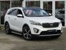 USED 2015 65 KIA SORENTO 2.2 CRDI KX-3 ISG 5d 197 BHP Finished in CLEAR WHITE METALLIC with contrasting BLACK LEATHER trim. This car comes with the balance of Kia 7 year warranty and with FSH. The Kia Sorento is one of the best 7 Seater, 4x4, MPV's on the market today, It offers striking looks and makes an ideal family and towing SUV with great specification. Features include, Pan Roof, Sat Nav, Heated Steering wheel, Cameras, Auto Parking Side Steps and more. KIA Serviced at 10237 miles, 23494 miles, 34308 miles 54850 miles and at 66978 miles