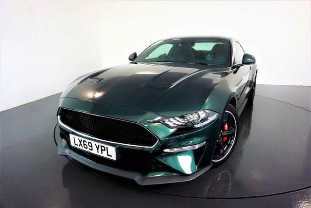 2019 69 Ford Mustang 5.0 BULLITT 2d 453 BHP-FANTASTIC EXAMPLE-1 OWNER FROM NEW-LOW MILEAGE FINISHED IN HIGHLAND GREEN-DAB RADIO-AIRCON-PUSH BUTTON START-BLUETOOTH-SATNAV-REVERSE PARKING CAMERA-BLACK LEATHER RECARO SEATS-CRUISE CONTROL-NUMBERED L0902-ELECTRIC FOLDING MIRRORS-MFSW-6 SPEED MANUAL-BULLITT WHITE SPHERICAL GEAR SELECTOR-APPLE CAR PLAY-19 INCH BULLITT DESIGN 5 SPOKE ALLOY WHEELS IN BLACK WITH RED BRAKE CALIPERS-HEATED STEERING WHEEL-A MUST SEE CAR