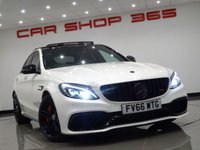 USED 2017 66 MERCEDES-BENZ C-CLASS C63 4.0 V8 BITURBO (510 PS) AMG S (PREMIUM) SpdS MCT ( ULEZ - EURO 6 ) (S/S) 4DR + NAV + PAN ROOF + E/M/HEATED 2 TONE RED / BLACK LEATHER PERFORMANCE SEATS + DESIGNO DIAMOND WHITE PAINTWORK + CARBON INTERIOR + HEAD UP + KEYLESS PANROOF+PERFORMANCE EXHAUST / SEATS+NAV+HEAD UP+CAM
