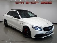 USED 2017 66 MERCEDES-BENZ C-CLASS C63 4.0 V8 BITURBO (510 PS) AMG S (PREMIUM) SpdS MCT ( ULEZ - EURO 6 ) (S/S) 4DR + NAV + PAN ROOF + E/M/HEATED 2 TONE RED / BLACK LEATHER PERFORMANCE SEATS + DESIGNO DIAMOND WHITE PAINTWORK + CARBON INTERIOR + HEAD UP + KEYLESS PANROOF+PERFORMANCE EXHAUST / SEATS+NAV+HEAD UP+CAM