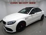 USED 2017 66 MERCEDES-BENZ C-CLASS C63 4.0 V8 BITURBO (510 PS) AMG S (PREMIUM) SpdS MCT ( ULEZ - EURO 6 ) (S/S) 4DR + NAV + PAN ROOF + E/M/HEATED 2 TONE RED / BLACK LEATHER PERFORMANCE SEATS + DESIGNO DIAMOND WHITE PAINTWORK + CARBON INTERIOR + HEAD UP + KEYLESS PANROOF+PERFORMANCE EXHAUST / SEATS+NAV+HEAD UP+CAM