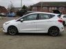 USED 2018 67 FORD FIESTA 1.0 ST-LINE 5d 138 BHP Finished in Frozen White with contrasting GREY Sports Cloth interior trim. This Fiesta is a small family 5 door car that you can really enjoy driving. Economical and cheap to run, stylish to look at and some great features. Specification includes, Sat Nav, B/Tooth, DAB Radio, Rear Park Sensors, Cruise control, Alloys, Air Con and much more, makes this a must for the first time driver or small family. Dealer Serviced at 11831 miles, 22096 miles, 35053 miles and at 49037 miles on 11/01/2022.