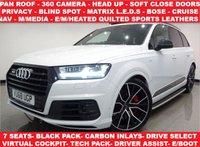 USED 2018 68 AUDI SQ7 4.0 V8 TDI (435 PS) VORSPRUNG TIPTRONIC QUATTRO 5DR + NAV + PANORAMIC ROOF + BOSE + HEAD UP + SOFT CLOSE DOORS + PRIVACY + 360 CAMERA + MATRIX L.E.D.S + MULTIMEDIA + E/BOOT + STEPS + BLACK PACK + 22 S 7SEATS+PANROOF+SOFT CL+LEATHER+HUD+BOSE+360 CAM+NAV