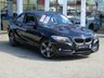 USED 2017 66 BMW 2 SERIES 2.0 218D SPORT 2d 148 BHP Finished in BLACK SAPPHIRE with contrasting BLACK CLOTH trim. If you are looking for a medium sized coupe with that spacious feel and enjoy driving then look no further. This well built and solid car has features that include &pound;30 ROAD TAX, SAT NAV, 17" Alloys, DAB, B/Tooth, Front and Rear Park sensors, Cruise and much more. Dealer serviced at 12789 miles, 20915 miles, 24918 miles and on arrival at 32700 miles.