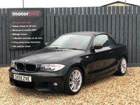 USED 2009 59 BMW 1 SERIES 2.0 120I M SPORT 2d 168 BHP CORAL RED LEATHER SEATS + FRONT & REAR PARKING SENSORS + CONVERTIBLE WITH BLACK ROOF + APRIL 2023 MOT