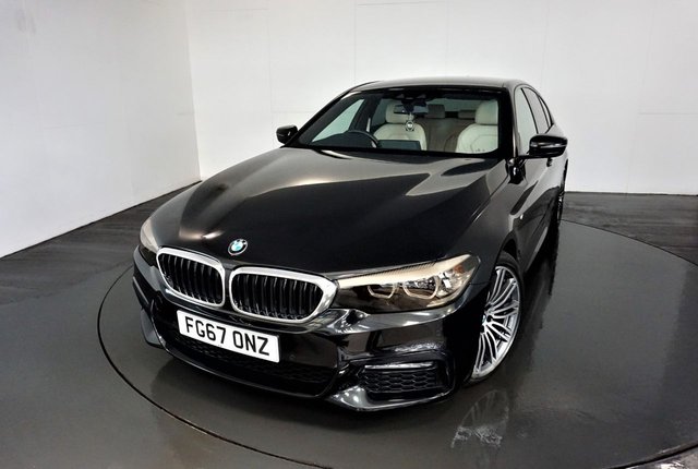 2017 67 BMW 5 Series 2.0 520D M SPORT 4d AUTO-1 OWNER FROM NEW-IVORY WHITE DAKOTA LEATHER-SUN PROTECTION GLASS-HEATED FRONT SEATS-AMBIENT LIGHTING-PROFESSIONAL NAVIGATION-DAB RADIO-HARMAN KARDON-19