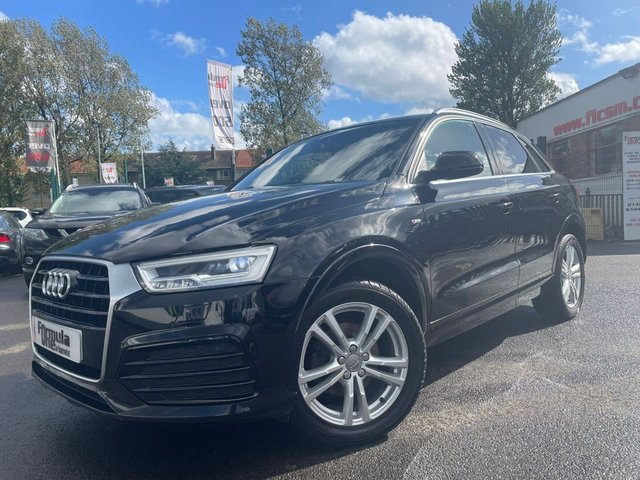 2015 65 AUDI Q3 2.0 TDI S LINE 5d 148 BHP ONLY 2 OWNERS FROM NEW FINISHED IN MYTHOS BLCK METALLIC+MEGA SPEC+SATELLITE NAVIGATION+PARK ASSIST+AIR CONDITIONING+READY TO DRIVE AWAY+FINANCE AND EXTENDED WARRANTY AVAILABLE ON THIS USED VEHICLE!!!!