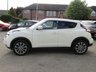 USED 2014 64 NISSAN JUKE 1.6 TEKNA CVT Finished in PEARL WHITE with contrasting EBONY HEATED LEATHER trim. The Nissan Juke first appeared in 2010 and has remained a favourite with its eye catching looks. Ideal Mid Sized family car. Features include Sat Nav, Heated Leather, 360 View Camera, DAB, 17" Alloys and much more. Dealer serviced at 11920 miles. Then at 25415 miles, 34551 miles, 52481 miles and on arrival at 65556 miles.