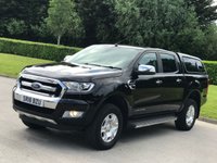 USED 2018 18 FORD RANGER 2.2 LIMITED 4X4 DOUBLE CAB TDCI 2d 158 BHP ** NO VAT * CANOPY + BLUETOOTH