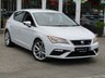 USED 2019 19 SEAT LEON 1.5 TSI EVO FR SPORT 5d 129 BHP Finished in NEVADA WHITE with FULL BLACK HEATED LEATHER. This Leon is a great all-rounder. It is great to drive, well equipped and roomy in the back, The 1.5 TSI 130 gives great economy (worth considering with the price of fuel). It is one of the very best sporty looking family cars. Features include Sat Nav, Full Heated Leather, DAB Radio, Virtual Dash, B/Tooth, Tinted Windows, 18" Alloys, Parking Sensors and much more. Just Servied with 12 Months MOT.