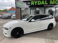 USED 2015 15 BMW 3 SERIES 3.0 330D M SPORT TOURING 5d 255 BHP +  BLACK LEATHER WITH HEATED SEATS + BLUETOOTH + FULL SERVICE HISTORY + PAN ELECTRIC SUNROOF+
