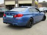 USED 2012 BMW M5 4.4 M5 4d 553 BHP Finished in MONTE CARLO BLUE with SILVERSTONE HEATED LEATHER TRIM. This has got to be the ultimate super saloon. This car offers incredible performance and ultimate luxury. This fantastic allrounder is one of the fastest family saloon around. Features include Sat Nav, Heated Leather, Pan Roof, DAB Radio, Soft Close Doors, Power rear Boot, Rear Camera, Heads Up Display, Memory seats and much much more. Dealer Serviced at 1122 miles, 15653 miles, 23386 miles, 34614 miles and at 41022 miles.