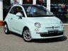 USED 2014 64 FIAT 500 1.2 LOUNGE DUALOGIC 3d 69 BHP Finished in MINT GREEN with contrasting grey sports trim. This updated small retro-style auto car is ideal for the first time driver and small family. This little car is cute, funky, sporty and smart.  Features include Panoramic Roof, Alloy wheels, Air Con, &pound;20 Road Tax, 2 Keys, and Blue Tooth to name just a few. Seviced at 8190 miles, 12212 miles, 15112 miles, 17000 miles and on arrival at 28348 miles.