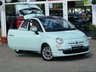 USED 2014 64 FIAT 500 1.2 LOUNGE DUALOGIC 3d 69 BHP Finished in MINT GREEN with contrasting grey sports trim. This updated small retro-style auto car is ideal for the first time driver and small family. This little car is cute, funky, sporty and smart.  Features include Panoramic Roof, Alloy wheels, Air Con, &pound;20 Road Tax, 2 Keys, and Blue Tooth to name just a few. Seviced at 8190 miles, 12212 miles, 15112 miles, 17000 miles and on arrival at 28348 miles.