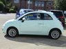 USED 2014 64 FIAT 500 1.2 LOUNGE DUALOGIC 3d 69 BHP Finished in MINT GREEN with contrasting grey sports trim. This updated small retro-style auto car is ideal for the first time driver and small family. This little car is cute, funky, sporty and smart.  Features include Panoramic Roof, Alloy wheels, Air Con, &pound;20 Road Tax, 2 Keys, and Blue Tooth to name just a few. Seviced at 8190 miles, 12212 miles, 15112 miles, 17000 miles and on arrival at 28348 miles.