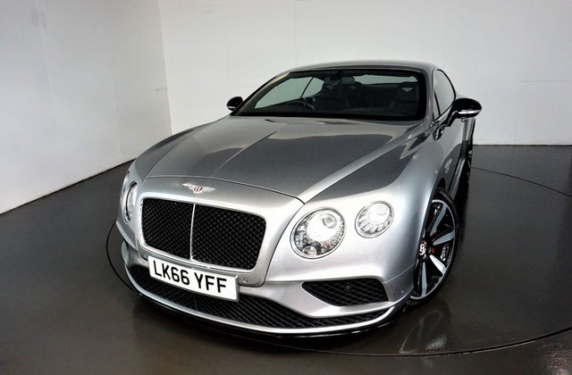 2016 66 Bentley Continental 4.0 GT V8 S MDS 2d AUTO 521 BHP-FINISHED IN HALLMARK GREY WITH BELUGA BLACK INTERIOR HIDE-WHITE EMBLEM AND CONTRAST STITCHING-MULLINER DRIVING SPECIFICATION-SPORTS EXHAUST-ACOUSTIC GLAZING-ACTIVE REAR SPOILER-DYNAMIC RANGE ADJUSTMENT HEADLIGHTS-BLACK GLOSS EXTERIOR LOWER BODY STYLING-BRIGHT CHROME WINDOW AND DOOR FITTINGS VENTS AND FRONT WINGS-DARK TINT FRONT AND REAR LIGHTS-ELECTRIC FOLDING MIRRORS-BLACK EXTERIOR MIRRORS-PIANO BLACK INTERIOR-DIAMOND QUILTED HIDE SEATS-VENTILATED FRONT SEATS WITH MASSAGE FUNCTION-BLUETOOTH-CRUISE CONTROL-HEATED FRONT SEATS-ELECTRIC 14 WAY ADJUSTMENT WITH 3 MEMORY SETTINGS-KEYLESS ENTRY-POWER BOOT OPENING AND CLOSING-POWER LATCHING TO ALL DOORS-REVERSE CAMERA-21