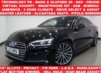 USED 2017 17 AUDI A5 2.0 TFSI (190 PS) S LINE S TRONIC COUPE 2DR ( ULEZ - EURO 6 ) S/S + TECH PACK + VIRTUAL COCKPIT + BANG & OLUFSEN 3D + CRUISE + LEATHER / ALCANTARA + DRIVE SELECT + FLAT BOTTOM S/W + PRIVACY + F-R PARK + 19