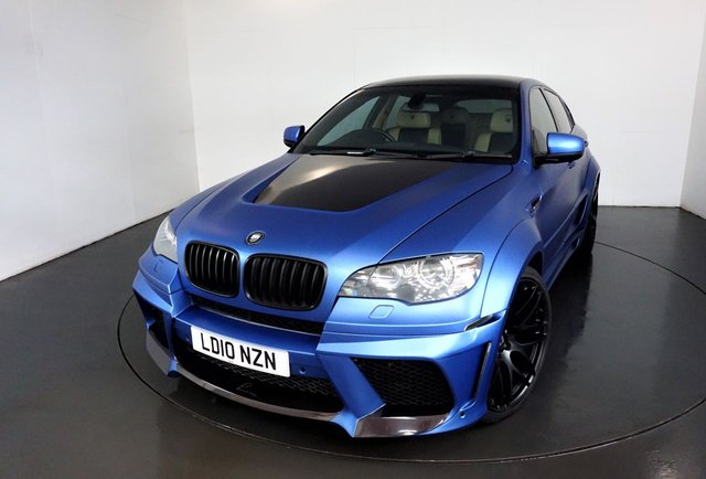 2010 10 BMW X6 3.0 XDRIVE35D 4d-EYE CATCHING EXAMPLE WITH CLR X650M LUMMA DESIGN BODY KIT-WRAPPED IN AVERY MATTE BLUE METALLIC AND GLOSS CARBON ACCENTS-BEIGE LEATHER LUMMA SEATS-XENON LIGHTS-PARKING SENSORS-REVERSE CAMERA-PROFESSIONAL NAVIGATION