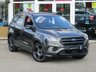 USED 2017 67 FORD KUGA 2.0 ST-LINE TDCI 5d 148 BHP Finished in MAGNETIC GREY METALLIC with Part Leather trim. This Kuga is a great choice if you like driving. It's one of the most enjoyable, practical and fun family SUV's around. Features include Sat Nav, DAB, Full Leather/Alcantara, Cruise Control, 19" Alloys, B/Tooth and much more. Serviced at 14015 miles, 28912 miles and at 40154 miles.