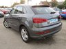 USED 2013 63 AUDI Q3 2.0 TDI S Line 5dr Finished in DAYTONA GREY MET with contrasting Black Part LEATHER trim. This Audi Q3 is a upmarket, premium, compact SUV. It offers plenty of space, Great fun to drive and lots of high tech features. Spec includes 18" Alloys, Part Leather, Sat Nav, Front and Rear Park Sensors, B/Tooth and much more. Serviced at 7505 miles, 12756 miles, 14444 miles, 23628 miles, 30583 miles, 35985 miles (inc Cam Belt and Water Pump), and at 55307 miles on 22/9/2022.