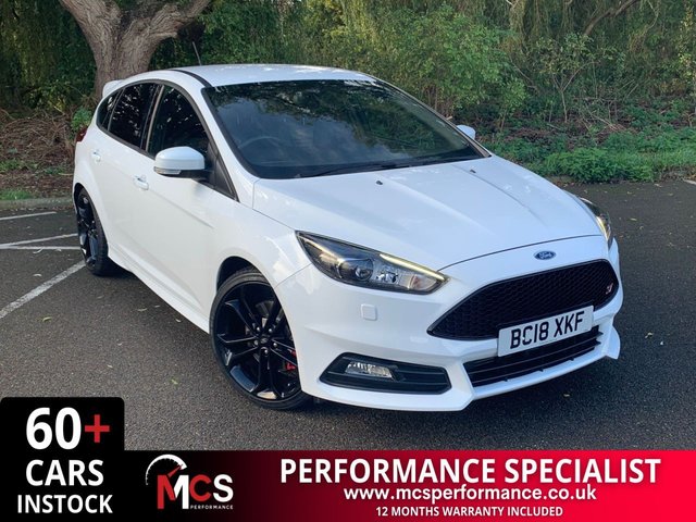 2018 18 FORD FOCUS 2.0 ST-3 5d 247 BHP BRAKE FLUID CHANGE, SERVICE, FRONT PADS 19/10/2022 - METALLIC FROZEN WHITE PAINT ST-3