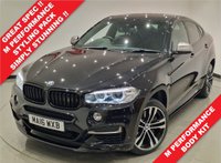 USED 2016 16 BMW X6 3.0 M50D (381 PS) AUTO XDRIVE ( EURO 6 ) S/S 5DR + M PERFORMANCE BODY KIT + PRO NAV + E/M/HEATED SPORTS LEATHERS + HEAD UP + HARMAN KARDON + SOFT DOOR CLOSURE + MEDIA + CRUISE + PRIVACY + R/CAMERA + F-R PARK + 20S + XENON - LED + E/BOOT 20S+SOFT CLOSE+XENON+TINTS+LEATHER+HEAD UP+NAV+CRUISE