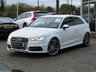 USED 2014 64 AUDI A3 2.0 S3 QUATTRO 3d 296 BHP Finished in GLACIER WHITE pearl with contrasting Ebony full heated SPORTS LEATHER seats. This 4x4 S3 has an advanced 2.0 turbocharged petrol engine pumping out 300 BHP, blistering performance with arguably the highest quality interior in its class. Features include Sat Nav, Full SPORTS QUILTED Heated Leather, Bang and Olufsen Speakers, B/tooth, LED day run lights, Park Senors and Cruise. Dealer serviced at 18258 miles, 55171 miles, 81960 miles, 88019 miles and on arrival at 99511 miles.