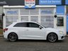 USED 2014 64 AUDI A3 2.0 S3 QUATTRO 3d 296 BHP Finished in GLACIER WHITE pearl with contrasting Ebony full heated SPORTS LEATHER seats. This 4x4 S3 has an advanced 2.0 turbocharged petrol engine pumping out 300 BHP, blistering performance with arguably the highest quality interior in its class. Features include Sat Nav, Full SPORTS QUILTED Heated Leather, Bang and Olufsen Speakers, B/tooth, LED day run lights, Park Senors and Cruise. Dealer serviced at 18258 miles, 55171 miles, 81960 miles, 88019 miles and on arrival at 99511 miles.