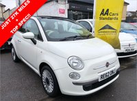 USED 2012 62 FIAT 500 1.2 LOUNGE 3d 69 BHP JUST 27K MILES!!, LONG MOT UNTIL NOV 2023, TOP SPEC LOUNGE MODEL,  AIR CON, GREY CLOTH INTERIOR, ELECTRIC WINDOWS AND MIRRORS, CD/RADIO/USB/AUX, MULTI FUNCTION STEERING WHEEL, DAY TIME RUNNING LIGHTS, PANORAMIC ROOF, REMOTE CENTRAL LOCKING, ICONIC ALLOY WHEELS, BLUETOOTH, STOP-START TECHNOLOGY AND 2 KEYS.