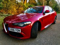 USED 2017 66 ALFA ROMEO GIULIA 2.9 V6 BITURBO QUADRIFOGLIO 4d AUTO 503 BHP ONLY 23,000 MILES/FULL ALFA SERVICE HISTORY(BIG 4TH YEAR SERVICE DONE-SEE INVOICE IN PICTURES//REAR PARKING CAMERA/BLUETOOTH//SATNAV/1/2 LEATHER SUEDE  503 BHP ONLY 23,000 MILES/FULL ALFA SERVICE HISTORY(BIG 4TH YEAR SERVICE DONE-SEE INVOICE IN PICTURES//REAR PARKING CAMERA/BLUETOOTH//SATNAV/1/2 LEATHER SUEDE