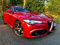 USED 2017 66 ALFA ROMEO GIULIA 2.9 V6 BITURBO QUADRIFOGLIO 4d AUTO 503 BHP ONLY 23,000 MILES/FULL ALFA SERVICE HISTORY(BIG 4TH YEAR SERVICE DONE-SEE INVOICE IN PICTURES//REAR PARKING CAMERA/BLUETOOTH//SATNAV/1/2 LEATHER SUEDE  503 BHP ONLY 23,000 MILES/FULL ALFA SERVICE HISTORY(BIG 4TH YEAR SERVICE DONE-SEE INVOICE IN PICTURES//REAR PARKING CAMERA/BLUETOOTH//SATNAV/1/2 LEATHER SUEDE
