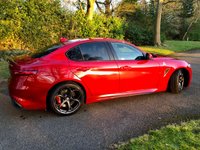 USED 2017 66 ALFA ROMEO GIULIA 2.9 V6 BITURBO QUADRIFOGLIO 4d AUTO 503 BHP ONLY 23,000 MILES/FULL ALFA SERVICE HISTORY(BIG 4TH YEAR SERVICE DONE-SEE INVOICE IN PICTURES//REAR PARKING CAMERA/BLUETOOTH//SATNAV/1/2 LEATHER SUEDE  503 BHP ONLY 23,000 MILES/FULL ALFA SERVICE HISTORY(BIG 4TH YEAR SERVICE DONE-SEE INVOICE IN PICTURES//REAR PARKING CAMERA/BLUETOOTH//SATNAV/1/2 LEATHER SUEDE