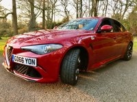 USED 2017 66 ALFA ROMEO GIULIA 2.9 V6 BITURBO QUADRIFOGLIO 4d AUTO 503 BHP ONLY 23,000 MILES/FULL ALFA SERVICE HISTORY(BIG 4TH YEAR SERVICE DONE-SEE INVOICE IN PICTURES//REAR PARKING CAMERA/BLUETOOTH//SATNAV/1/2 LEATHER SUEDE  503 BHP ONLY 23,000 MILES/FULL ALFA SERVICE HISTORY(BIG 4TH YEAR SERVICE DONE-SEE INVOICE IN PICTURES//REAR PARKING CAMERA/BLUETOOTH//SATNAV/1/2 LEATHER SUEDE