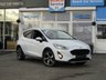 USED 2020 20 FORD FIESTA 1.0 ACTIVE X 5d 99 BHP Finished in Frozen White with contrasting PART HEATED LEATHER interior trim. This Fiesta is a small family 5 door car that you can really enjoy driving. Economical and cheap to run, stylish to look at and some great features. Specification includes, Sat Nav, B/Tooth, DAB Radio, Rear Camera, Heated Seats, Cruise control, Alloys, Climate and much more, makes this a must for the first time driver or small family. Dealer Serviced at 18993 miles, 62535 miles and on arrival at 82005 miles.