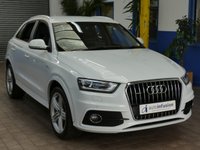 USED 2014 64 AUDI Q3 2.0 TDI QUATTRO S LINE PLUS 5d 177 BHP NEW MOT AND SERVICE. 4WD SAT NAV PART LEATHER HEATED SEATS PARKING SENSORS 2 OWNER FROM NEW SERVICE HISTORY CAMBELT