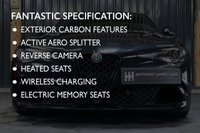 USED 2022 22 ALFA ROMEO GIULIA 2.9 V6 BITURBO QUADRIFOGLIO 4d 503 BHP 1 OWNER STUNNING CAR, SERVICE PACK AND EXTENDED WARRANTY, VULCANO METALLIC BLACK, REV CAMERA, CARBON EXT PACK, CRUISE CONTROL, GREAT FINANCE DEALS, GENEROUS PART EXCHANGE.